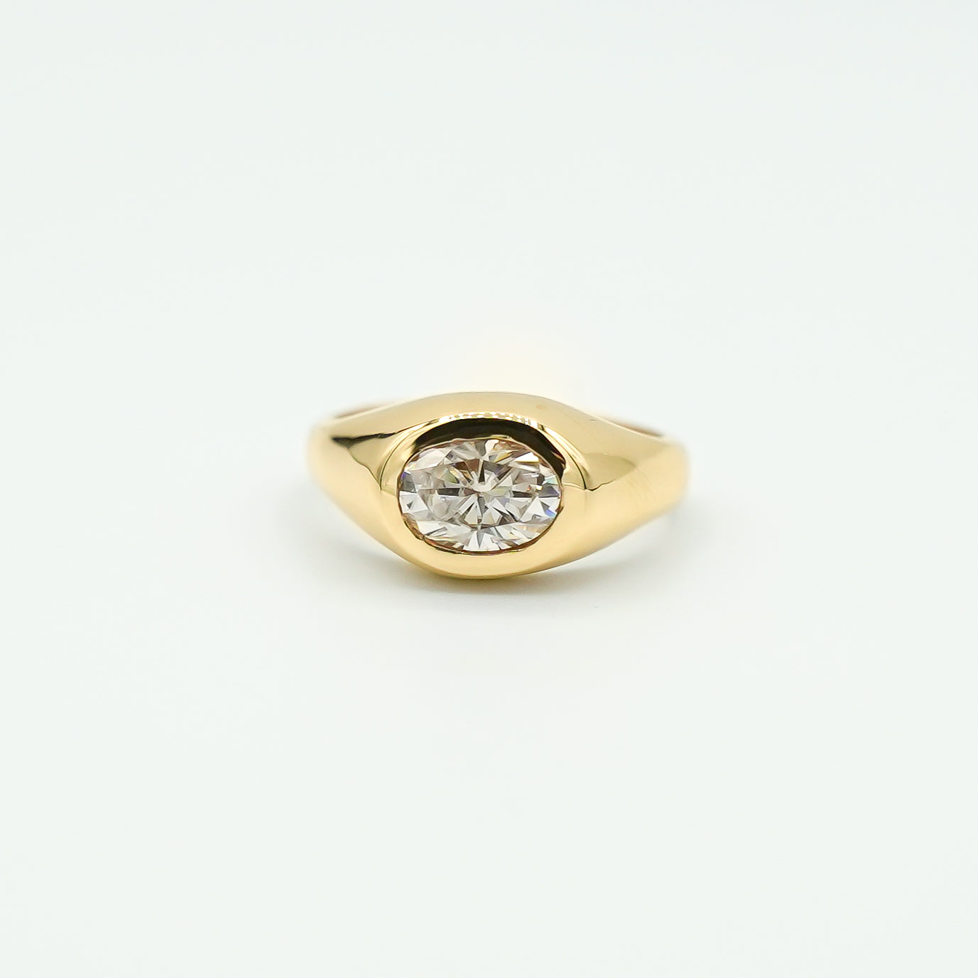 Moissanite Oval Compass Signet Ring